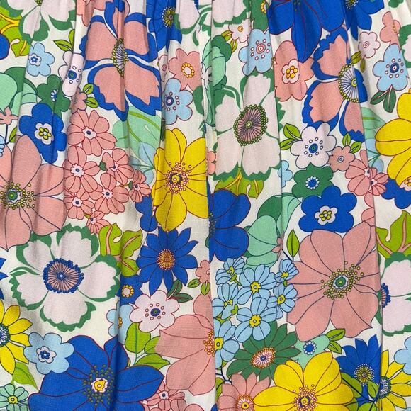 Pink Lily Floral Strapless Smocked Ruffle Summer Romper Size Large - Picture 5 of 15